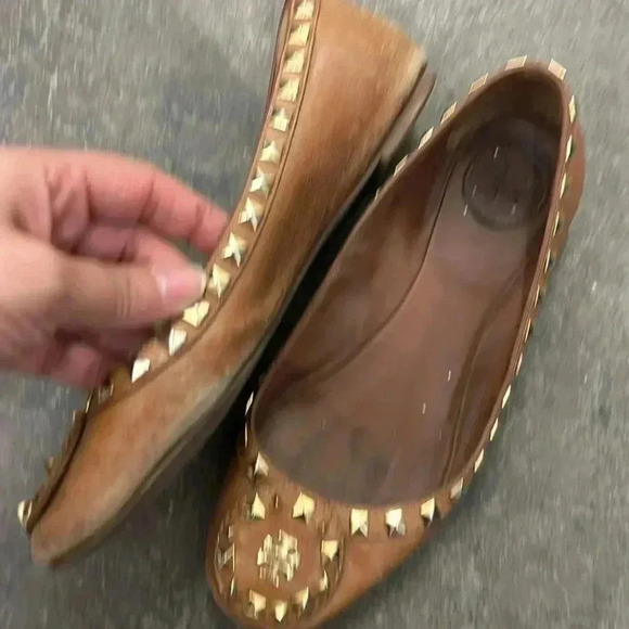 Tory burch brown leather studded ballet flats - Picture 3 of 8